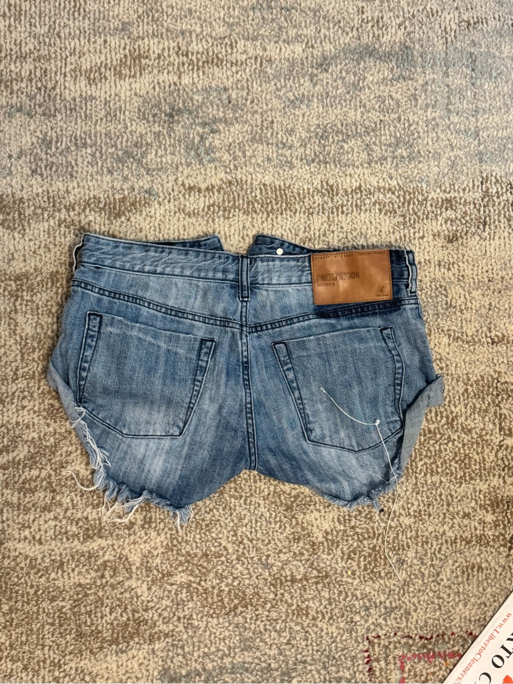 High-Rise Distressed Denim Women’s Shorts - Light Blue - Picture 2 of 4